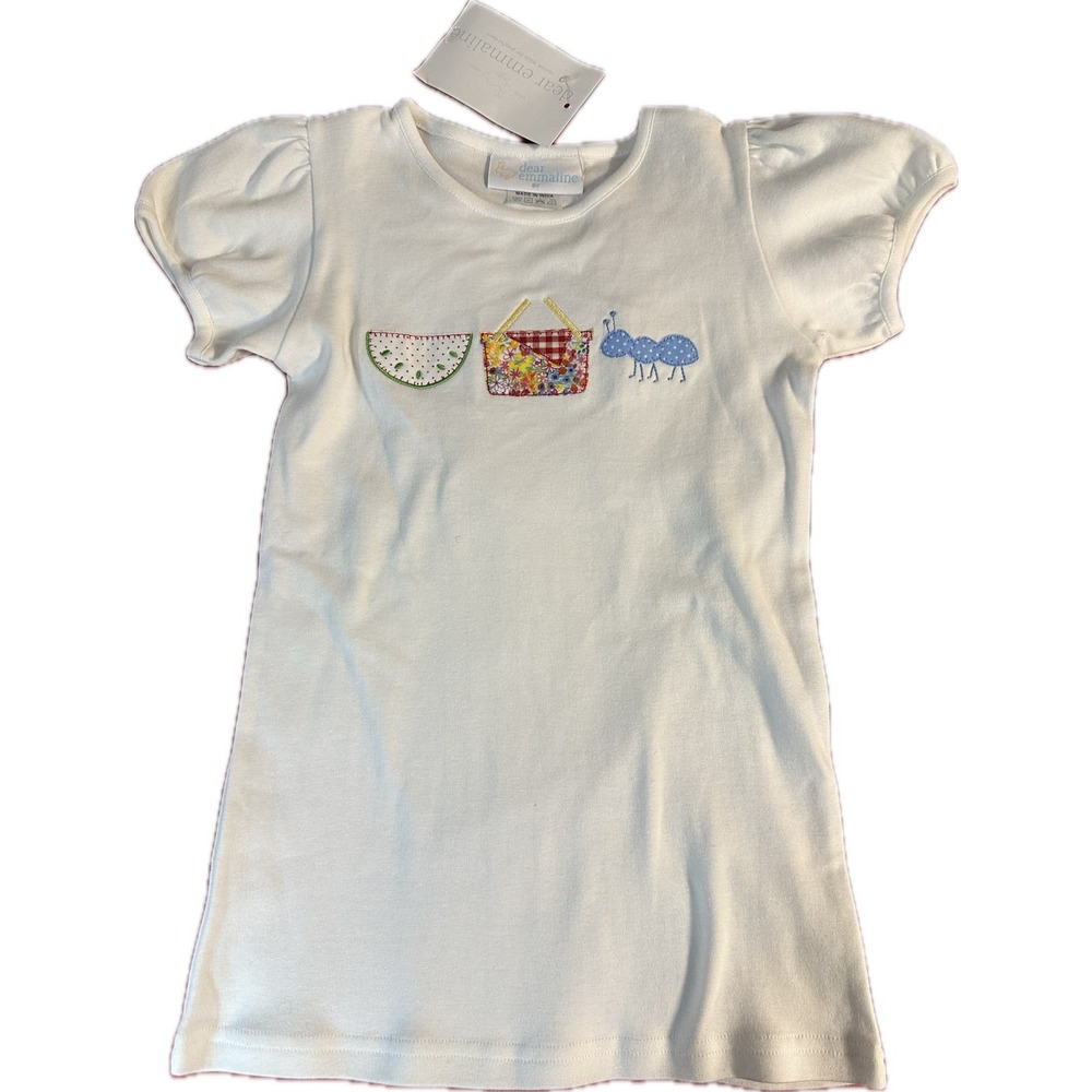 Dear Emmaline Spring Picnic Appliqué Shirt / Dress Size 8